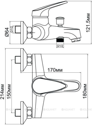 Смеситель для ванны с душем Aquanet Eurodisk SD20811