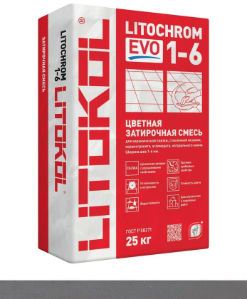 Затирка цементная LITOCHROM 1-6 EVO LE.110 стальной серый 25кг