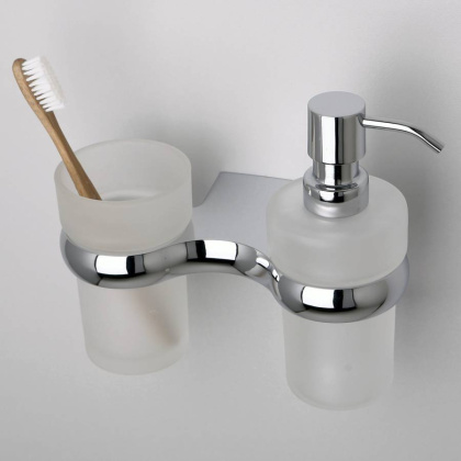 Держатель стакана и дозатора Berkel, 20,8х16,6х12 см, хром и белый, K-6889