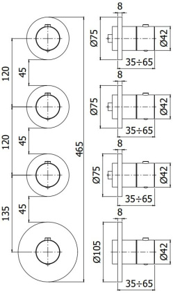 Смеситель для ванны с душем Paffoni Modular Box MDE019HG Смеситель для ванны с душем Paffoni Modular Box MDE019HG