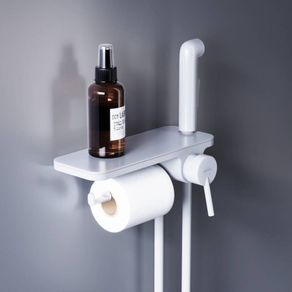 773500200 Jupiter, монтируемый в стену Смеситель с гиг душем и полкой, Белый, шт