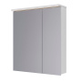 Шкаф зеркальный Lemark ZENON 70х80см 2-х дверный, с козырьком-подсветкой, с розеткой, цвет корпуса: Белый глянец