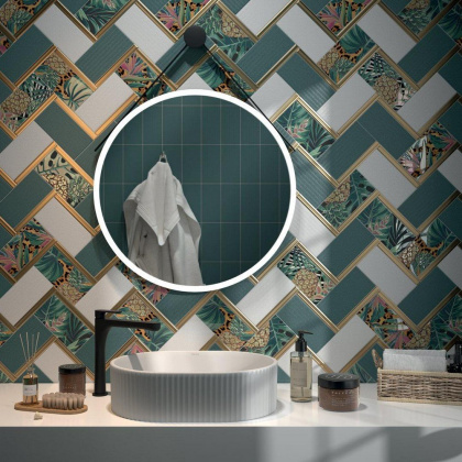 Декор HGD\A493\19056 Пальмейра флора 9,9см*20см*6,9мм (1уп/36шт/0,712м2) Ткань, шт