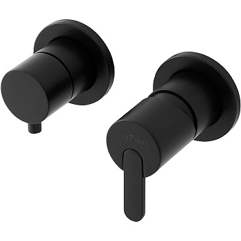 LEAF-VDIM3-D-L-NOP Встраиваемый смеситель для ванны и душа с переключателем на 3 выхода, в комплекте с ручным душем, исполнение Чёрный матовый