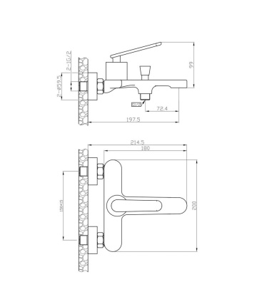 Смеситель для ванны/душа Agger Beauty A2610000 Смеситель для ванны/душа Agger Beauty A2610000