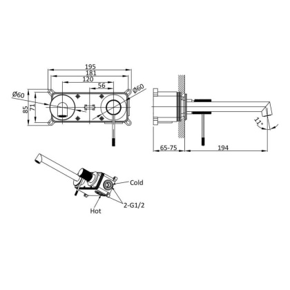 Смеситель для раковины Desire VBFW-1D1BG встраиваемый однорычажный, брашированное золото
