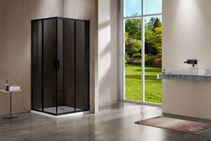 Душевой уголок Garda VSS-1G900CGB, 900*900, черный, стекло тонированное