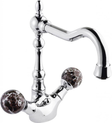 ATLANTIS-LS2-A-03/24-NM Смеситель на раковину с донным клапаном, ручки мрамор Nero Marguina, исполнение золото 24 карат ATLANTIS-LS2-A-03/24-NM Смеситель на раковину с донным клапаном, ручки мрамор Nero Marguina, исполнение золото 24 карат