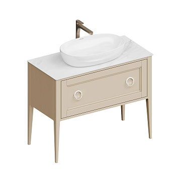 Тумба PLAZA Classic Neo напольная с ящиками 100, капучино матовая PL.CN.100.1+1\CAP.M