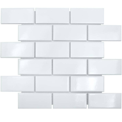 Керамическая мозаика, Brick White Glossy 45x95, Brick & Metro