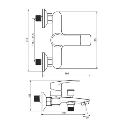 481000300 Eclipse 2.0, смеситель для ванной и душа, черный 481000300 Eclipse 2.0, смеситель для ванной и душа, черный