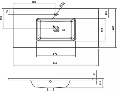 Столешница стекло 80см моноблок СЕРЕБРО поталь
