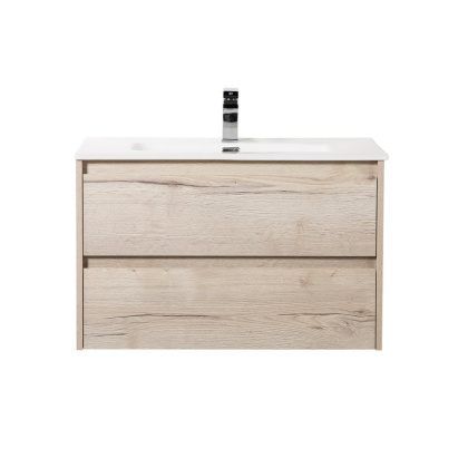 Тумба с раковиной подвесная BelBagno KRAFT 70 Rovere Nebrasca Nature, раковина белая