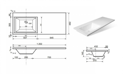 Тумба подвесная под умывальник Dallas Luxe 1200х482 левосторонняя 1 ящик (ШхГхВ) 1192х476х430 Тумба подвесная под умывальник Dallas Luxe 1200х482 левосторонняя 1 ящик (ШхГхВ) 1192х476х430