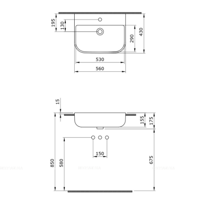 Раковина Milano размер  56x43 см , цвет белый, 1303-001-0126, шт
