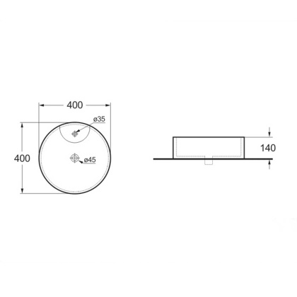 Раковина керамическая Vincea VBS-132, 400*400*140, накладная, цвет белый
