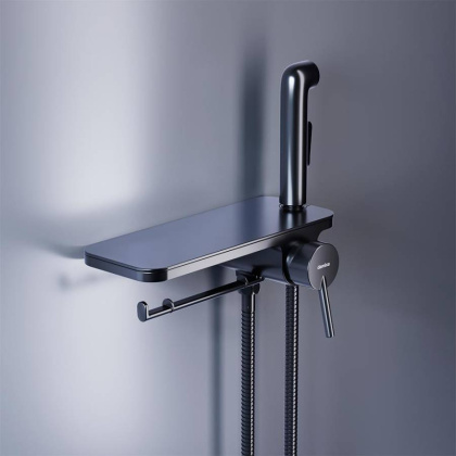 773500300 Origin Bit, монтируемый в стену Смеситель с гиг душем и полкой, чёрный, шт