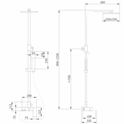 Душевая стойка ABBER Wasserfall AF8616B с изливом, черная матовая Душевая стойка ABBER Wasserfall AF8616B с изливом, черная матовая