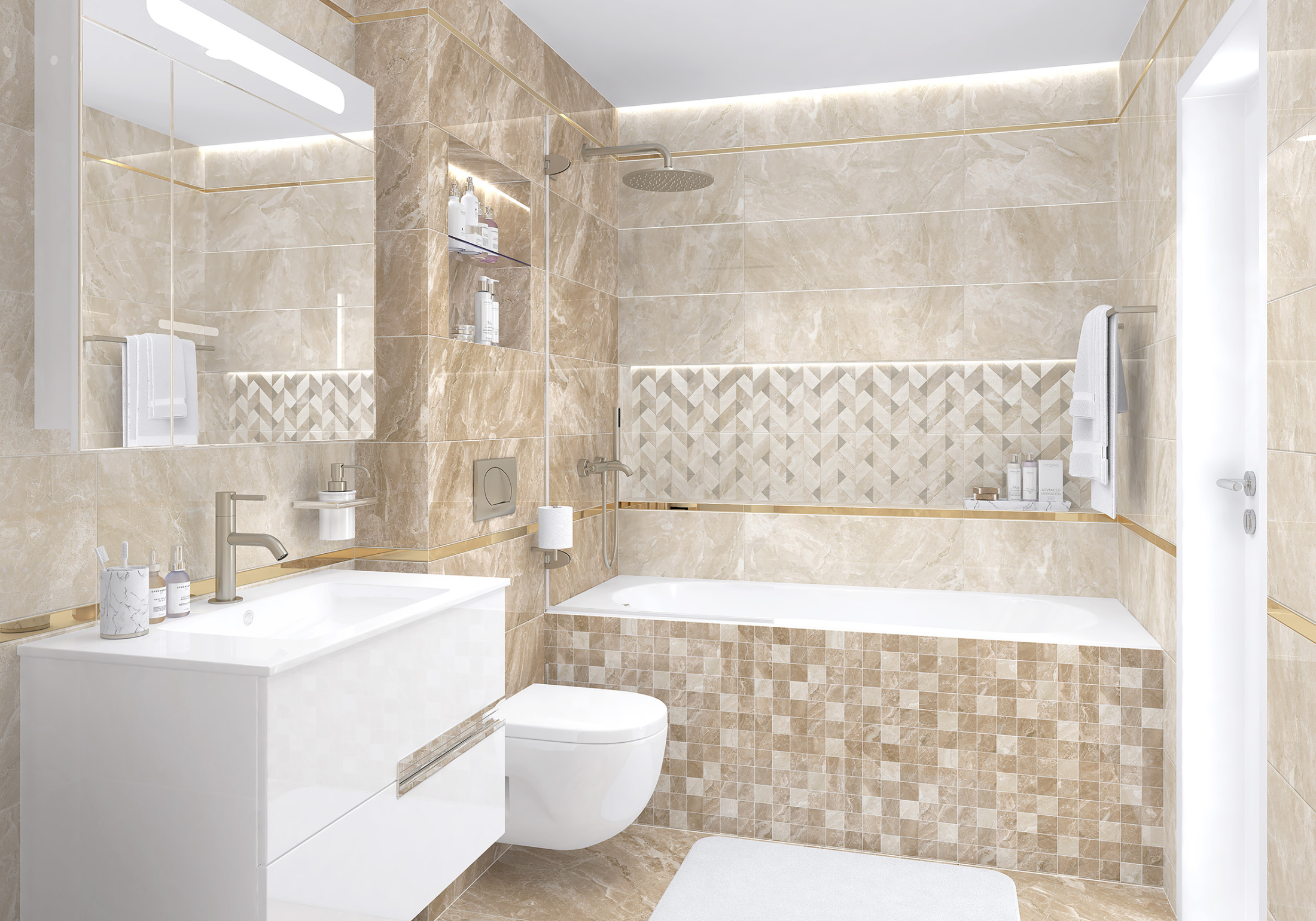 Плитка настенная Gobi бежевый 25х75 (9шт/1,69м2),м2