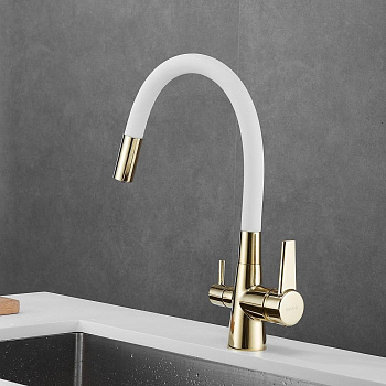 Смеситель для кухни латуньЗолотоS668E