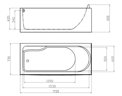 Акриловая ванна Gemy 172х77 G9006-1.7 B L