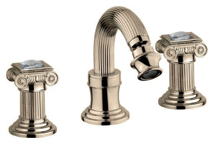 OLIMP-BBS2-03/24-Sw Смеситель для биде на три отверстия с донным клапаном, золото, ручки Swarovski