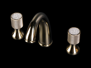 Смеситель для раковины на 3 отверстия ROYAL CRYSTAL, золото_Комплект Смеситель для раковины на 3 отверстия ROYAL CRYSTAL, золото_Комплект