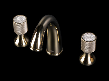 Смеситель для раковины на 3 отверстия ROYAL CRYSTAL, золото_Комплект Смеситель для раковины на 3 отверстия ROYAL CRYSTAL, золото_Комплект