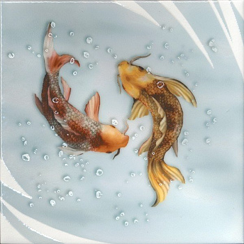 Декор VT\A471\5009 Чудо-озеро 4 белый, голубой (20см*20см*6,9мм) (10шт/0,4м2) Рыбы, шт.