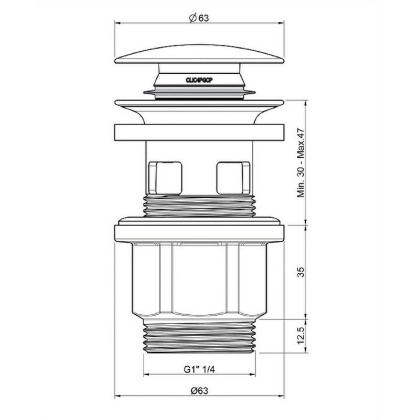 Пробка "click-clack" к сифону для умывальника A64IN (инокс)