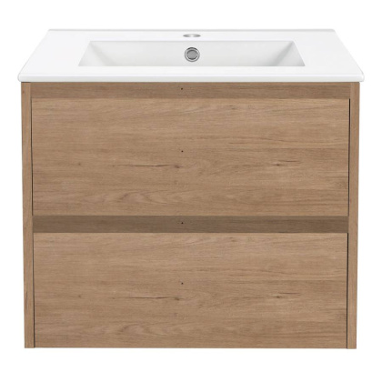 База под раковину Gio 600 подвесная, 2 выкатных ящика soft-close, N.Oak