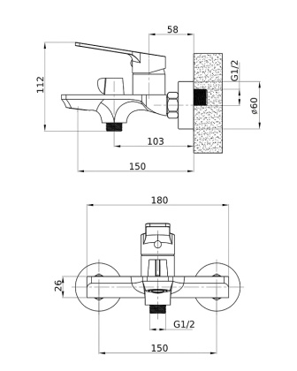 Orange FLAT M12-100cr Смеситель для ванны/душа Orange FLAT M12-100cr Смеситель для ванны/душа