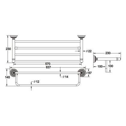Полотенцедержатель с полкой, RG1408Q Rose, Бронза
