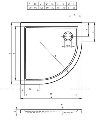 Акриловый душевой поддон Riho Zurich 280 90x90 белый R55 DA8800500000000