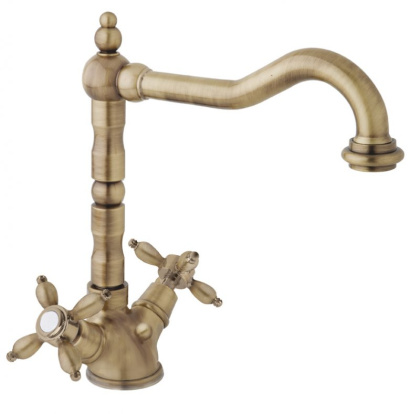 NOSTALGIA-LS2-03/24 Смеситель для раковины с донным клапаном золото, ручки золото