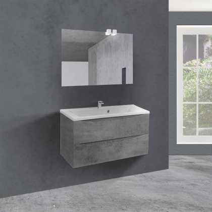 База под раковину Mia 900 подвесная, 2 выкатных ящика soft close, Beton