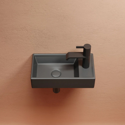 Умывальник подвесной прямоугольный (чаша слева, отверстие под смеситель справа) цвет темный антрацит матовый Element 407*217*100