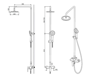 Система для душа наружного монтажа EXCELLENT Rain Oxalia AREX.9081CR (хром)