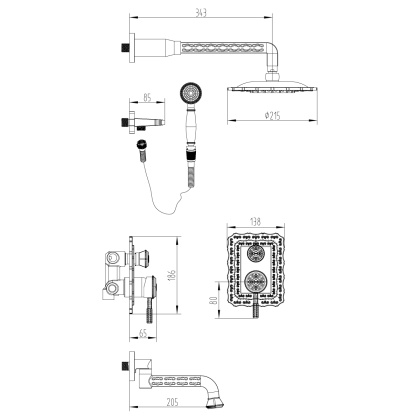 Смеситель Lemark Jasmine LM6622B для ванны и душа, встраиваемый Смеситель Lemark Jasmine LM6622B для ванны и душа, встраиваемый