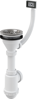 Сифон для мойки с нержавеющей peшeткой DN115 и гофропереливом