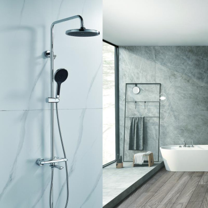 Душевая стойка с термостатом ROSE R39 R3936 Душевая стойка с термостатом ROSE R39 R3936