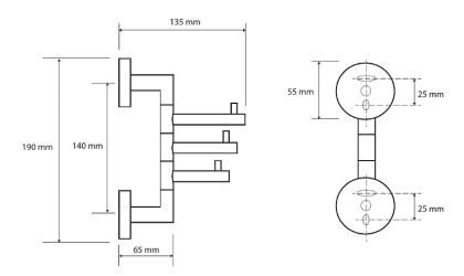 Тройной крючок Bemeta Dark 104206070 поворотный Черный матовый