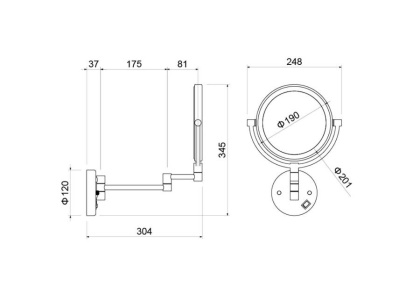 Зеркало косметическое настенное с подсветкой 5х AQUATEK AQ4915CR