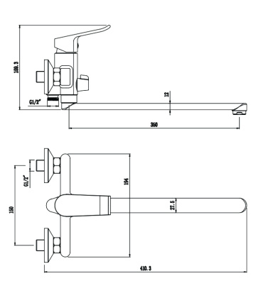 Смеситель д/ванны с длинным изливом PLAZA, арт.16221PL Смеситель д/ванны с длинным изливом PLAZA, арт.16221PL