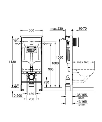 Система инсталляции для унитаза, GROHE Rapid SL 4 в 1, монтажная высота 1,13 м, (38775001) Система инсталляции для унитаза, GROHE Rapid SL 4 в 1, монтажная высота 1,13 м, (38775001)