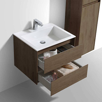 База под раковину Luka 600 подвесная, 2 выкатных ящика soft-close, T.Oak