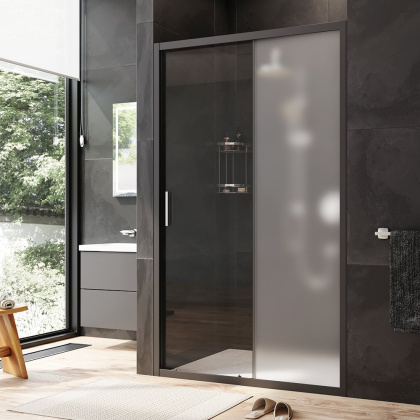 W90G-120-1-195BM Gem Solo Дверь душевая 120х195, стекло матовое, профиль Черный матовый
