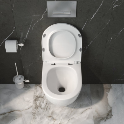 UNO-TOR Унитаз подвесной, безободковый, с системой смыва "Торнадо", с сиденьем soft close, BB5177CH-TOR/SC