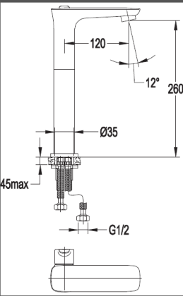 TESORO-F-LC-01-W0 Смеситель для накладных раковин, без донного клапана
