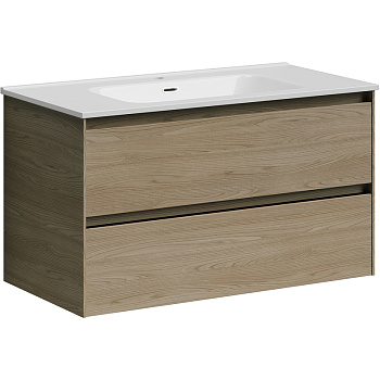 Тумба подвесная SANCOS Cento 890х450х500, c двумя ящиками оснащенными доводчиками, карпатская ель, арт. CN90KE Тумба подвесная SANCOS Cento 890х450х500, c двумя ящиками оснащенными доводчиками, карпатская ель, арт. CN90KE